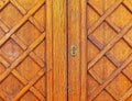 An old brown solid wood door detail, seamless pattern background. Royalty Free Stock Photo