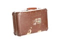 Old brown suitcase isolated on white background Royalty Free Stock Photo