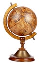 An old brown vintage globe on a small stand Royalty Free Stock Photo