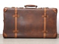 Old brown vintage travel leather suit bag. Concept of travel. Adventure time. Retro leather vintage travel suitcase or bag. Royalty Free Stock Photo