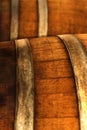 Old brown wooden barrel of sherry