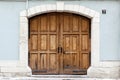 Old brown wooden door. Royalty Free Stock Photo