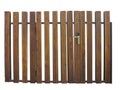 Old brown wooden gate with lock isolated over white Royalty Free Stock Photo