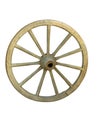 Old brown wooden wagon wheel from a cart isolated over white Royalty Free Stock Photo