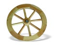 Old brown wooden wagon wheel from a cart isolated over white Royalty Free Stock Photo