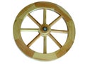 Old brown wooden wagon wheel from a cart isolated over white Royalty Free Stock Photo