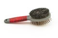 Old brush the dog or cat hair stuck to the, on the whit Royalty Free Stock Photo