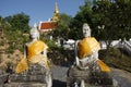 Old buddha statue in garden at City Pillar Shrine of Phatthalung for thai people visit travel respect praying to protect and bring