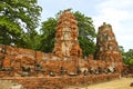 Old Buddha Statue and Old Temple Architecture at Wat Mahathat Royalty Free Stock Photo