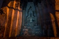 Old Buddha statue in Wat Chai Wattanaram temple in Ayutthaya Historical Park Royalty Free Stock Photo