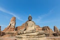 Old buddha statue at Wat Mahathat in Ayutthaya province Thailand Royalty Free Stock Photo