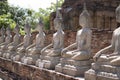 Old Buddha statures in side Wat Yai Chai Mongkol in Ayutthata