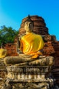 Old Buddha Status at wat yai chaimongkol temple ayutthaya thailand Royalty Free Stock Photo