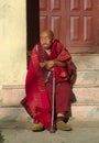 Old Buddhist monk near K.I.B.I,Delhi,India Royalty Free Stock Photo