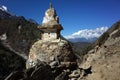 Old buddhist stupa on the Everest trek in Himalayas mountains, Nepal Royalty Free Stock Photo