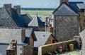 Old buidings and roofs in the town of le mont saint michel of france Royalty Free Stock Photo