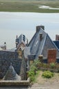 Old buidings and roofs in the town of le mont saint michel of france