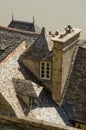 Old buidings and roofs in the town of le mont saint michel of france