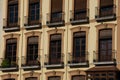 Old building balconies on a winter day