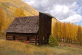 Old building with changing aspens