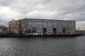 Old building Continental Paper Grading by South Branch Chicago River. View from Ping Tom memorial park.