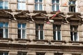 Old building facade weathered exterior of apartment house