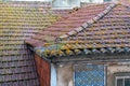 Old building frontage with roofs