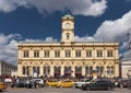 Old building of the Leningradsky Railway Station in Moscow, founded in 1849, a monument of architecture, landmark Royalty Free Stock Photo