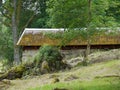 Old building with mossy roof