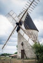 Old windmill in france. For the production of flour. Royalty Free Stock Photo