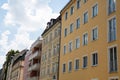 Old building and new building, row of houses in Schwabing