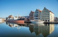 Old buildings of Polish Maritime Museum in harbor in Old Town in Gdansk, Poland