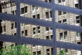 Old building reflected in windows of modern office Royalty Free Stock Photo