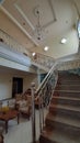 Old building staircase classic chandelier interior