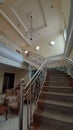 Old building staircase classic chandelier interior