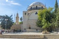 The old building of the synagogue with a dome in the center of Jerusalem. Israel