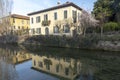 Old buildings along the canal Martesana, Milan