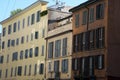 Old buildings along via Canonica in Milan, Italy