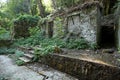 Old buildings in the ancient abandoned mines of Calferro in the archaeological mining park of Mulina di Stazzema, Tuscany.