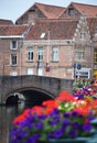 Old buildings, bridge and canal in the center of Ghent