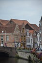 Old buildings, bridge and canal in the center of Ghent