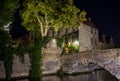 Old buildings in Bruges by night, Belgium