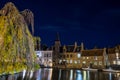 Old buildings in Brugges by night, Belgium