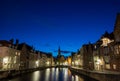 Old buildings in Brugges by night, Belgium