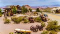 Old buildings, cars and other historic vehicles are still in the old mining town of El Dorado in Eldorado Canyon in NV