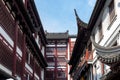 Old buildings in Chinese architecture style converted to modern shopping places on Yuyuan Old Street in downtown Shanghai, China Royalty Free Stock Photo