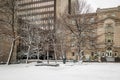 Old Buildings in downtown with snow - Montreal, Quebec, Canada Royalty Free Stock Photo