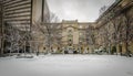 Old Buildings in downtown with snow - Montreal, Quebec, Canada Royalty Free Stock Photo