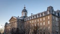 Old Buildings in downtown with snow - Montreal, Quebec, Canada Royalty Free Stock Photo