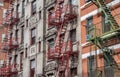 Old buildings with fire stairs in New York Royalty Free Stock Photo